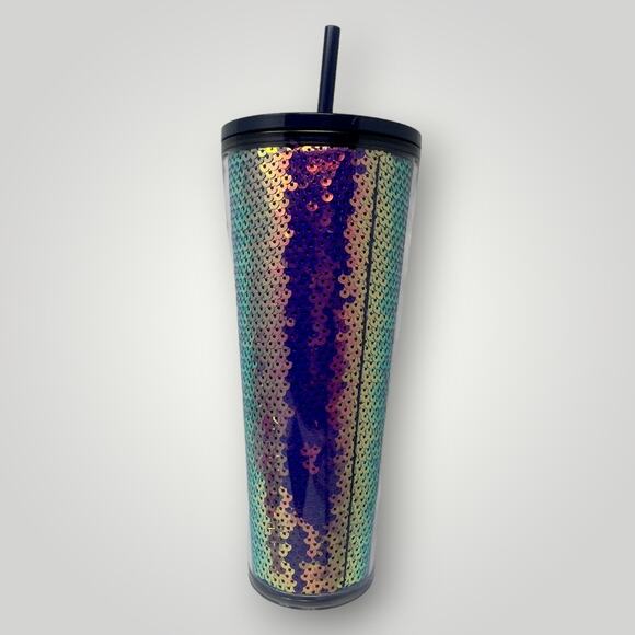 Starbucks 2020 Holiday Limited Edition Glitter Sequin Ombre Cold Cup Tumbler 24o - Picture 3 of 4